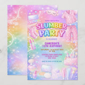 Invitation Fête d'anniversaire des filles au glitter pastel (Devant / Derrière)