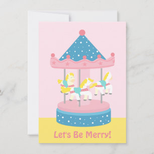 Invitation Fête d'anniversaire des filles au manège carrousel