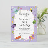 Invitation Fête d'anniversaire des filles avec des bugs migno (Debout devant)
