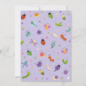 Invitation Fête d'anniversaire des filles avec des bugs migno (Dos)