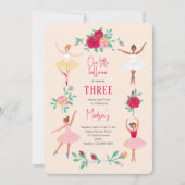 Invitation Fête d'anniversaire des filles ballerines Tutu flo (Devant)