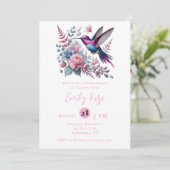 Invitation Fête d'anniversaire des filles colibri et fleurs r (Debout devant)