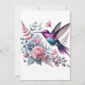 Invitation Fête d'anniversaire des filles colibri et fleurs r (Dos)