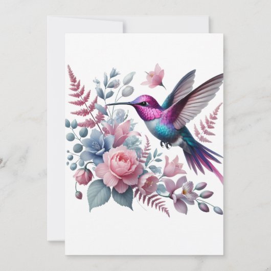 Invitation Fête d'anniversaire des filles colibri et fleurs r (Dos)