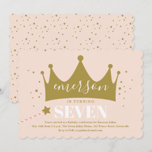 Invitation Fête d'anniversaire des filles Couronne de princes