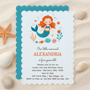 Invitation Fête d'Anniversaire des filles de la mère rousse m