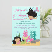 Invitation Fête d'anniversaire des filles de la sirène des ju (Debout devant)