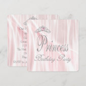 Invitation Fête d'anniversaire des filles du Tiara rose Princ (Devant / Derrière)