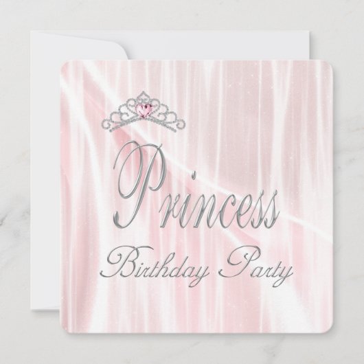 Invitation Fête d'anniversaire des filles du Tiara rose Princ (Devant)