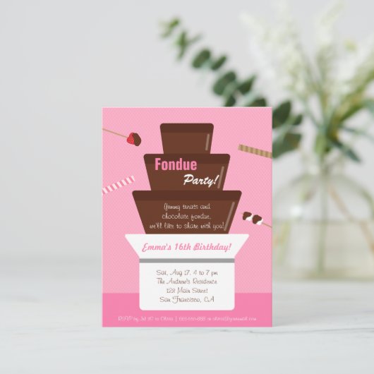 Invitation Fête d'Anniversaire des Filles Fondue Douce (Debout devant)