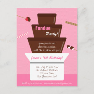 Invitation Fête d'Anniversaire des Filles Fondue Douce