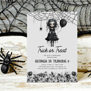 Invitation Fête d'anniversaire des filles gothiques pour enfa