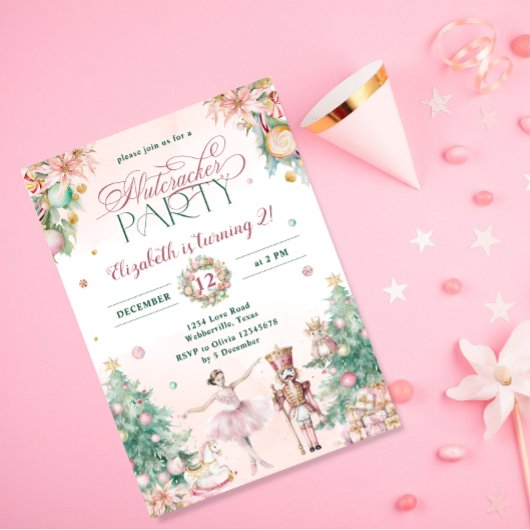 Invitation Fête d'anniversaire des filles noires roses