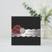Invitation Fête d'anniversaire des filles Red Ladybug 8 ans (Debout devant)