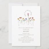 Invitation Fête d'anniversaire des Fleurs sauvages colorés (Devant)