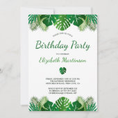 Invitation Fête d'anniversaire des forêts tropicales Feuilles (Devant)