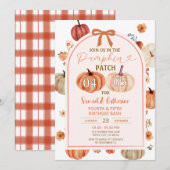 Invitation Fête d'anniversaire des frères de Pumpkin Patch au (Devant / Derrière)