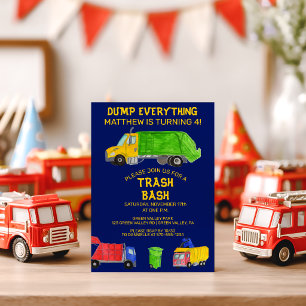 Invitation Fête d'anniversaire des garçons avec des camions à