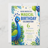 Invitation Fête d'anniversaire des garçons Blue Peacock (Devant)