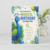 Invitation Fête d'anniversaire des garçons Blue Peacock (Debout devant)