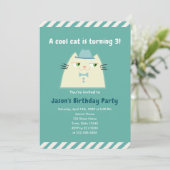 Invitation Fête d'anniversaire des garçons Cool Cat (Debout devant)