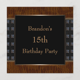 Invitation Fête d'anniversaire des garçons en cuir noir