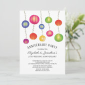 Invitation Fête d'anniversaire des lampions en papier d'été (Debout devant)