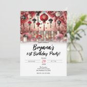 Invitation Fête d'anniversaire des lanternes japonaises et de (Debout devant)