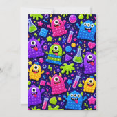 Invitation Fête d'anniversaire des monstres mignons Pop It (Dos)