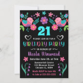 Invitation Fête d'anniversaire des oiseaux et de la flore mex (Devant)