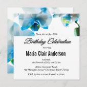 Invitation Fête d'anniversaire des Orchidées bleues/Invitatio (Devant / Derrière)