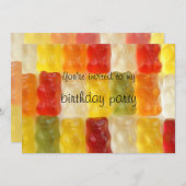 Invitation fête d'anniversaire des ours rouges (Devant / Derrière)