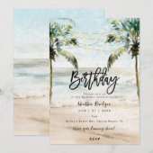 Invitation Fête d'anniversaire des palmiers de plage tropicau (Devant / Derrière)