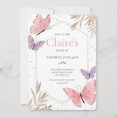 Invitation Fête d'anniversaire des papillons (Devant)