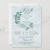 Invitation Fête d'anniversaire des papillons bleus turquoises (Devant)