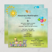 Invitation Fête d'anniversaire des petits animaux et des fill (Devant / Derrière)