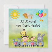 Invitation Fête d'anniversaire des petits animaux et des fill (Dos)