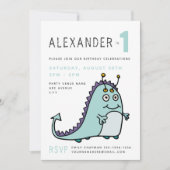 Invitation Fête d'anniversaire des petits garçons monstres 1 (Devant)