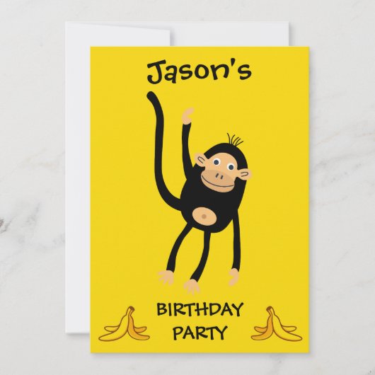 Invitation Fête d'anniversaire des petits singes (Devant)
