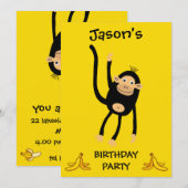 Invitation Fête d'anniversaire des petits singes (Devant / Derrière)