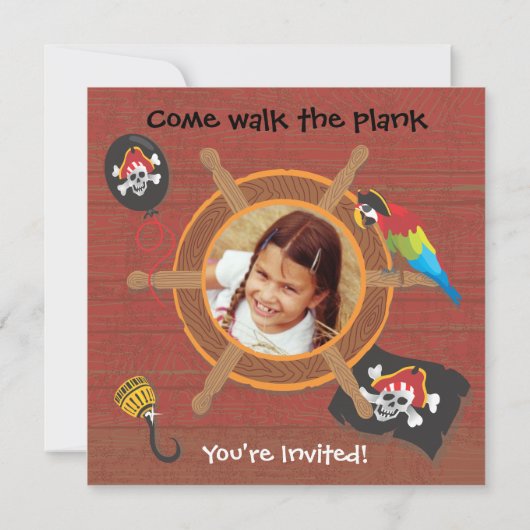 Invitation Fête d'anniversaire des pirates avec insertion de (Dos)