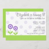 Invitation Fête d'anniversaire des Pois de la marée violette  (Devant / Derrière)