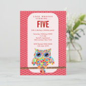 Invitation Fête d'anniversaire des Red Girls Rainbow Owl Invi (Debout devant)