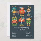 Invitation Fête d'anniversaire des robots (Devant)