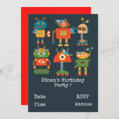 Invitation Fête d'anniversaire des robots (Devant / Derrière)