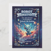 Invitation Fête d'anniversaire des Robots dans l'Espace 5 ans (Devant)