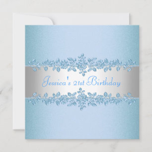 Invitation Fête d'anniversaire des Roses jolies et bleues