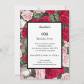 Invitation Fête d'anniversaire des roses rouges blanches mode (Devant)
