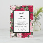 Invitation Fête d'anniversaire des roses rouges blanches mode (Debout devant)