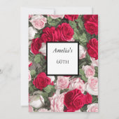 Invitation Fête d'anniversaire des roses rouges blanches mode (Dos)